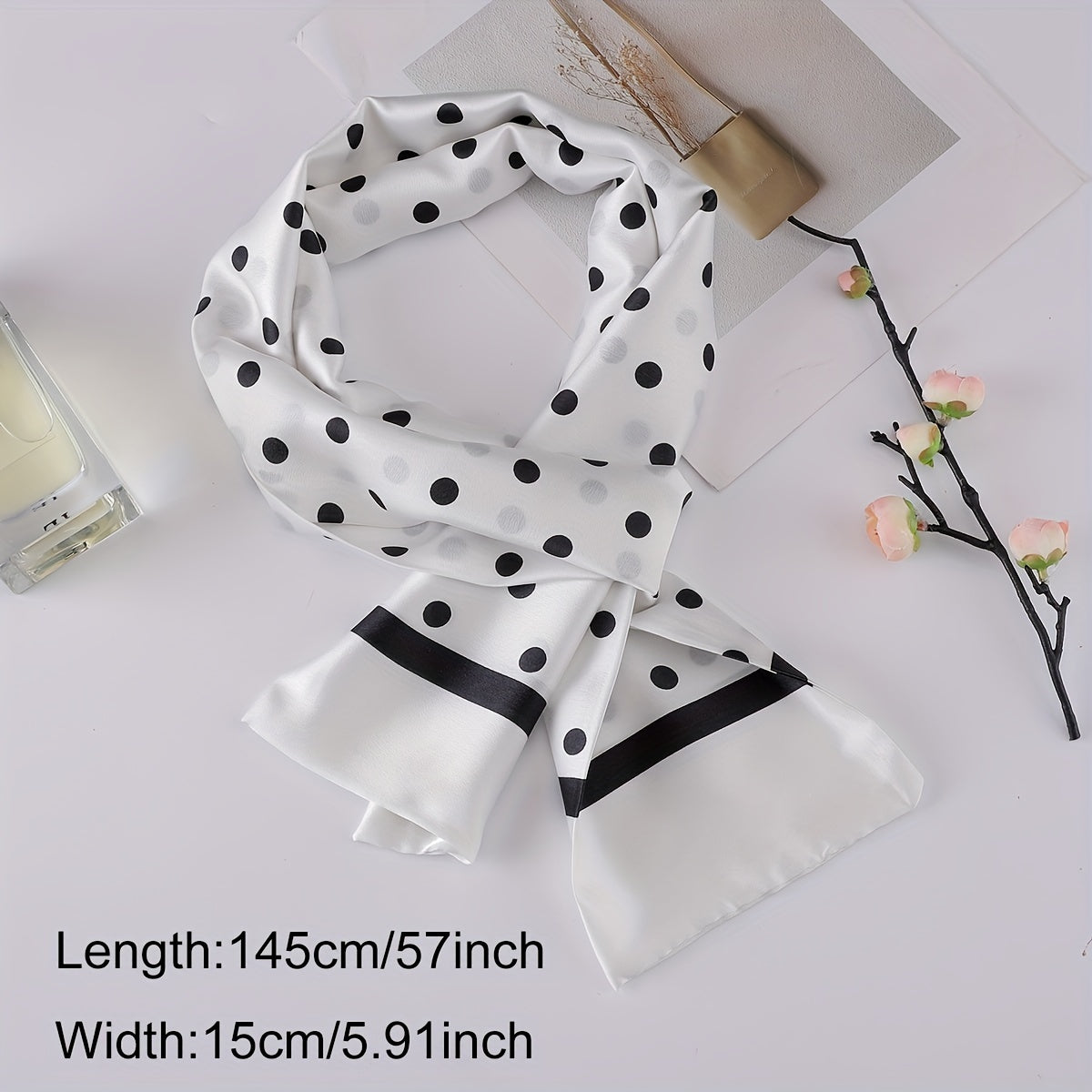 Polka Dot Geometric Print Skinny Scarf for Women