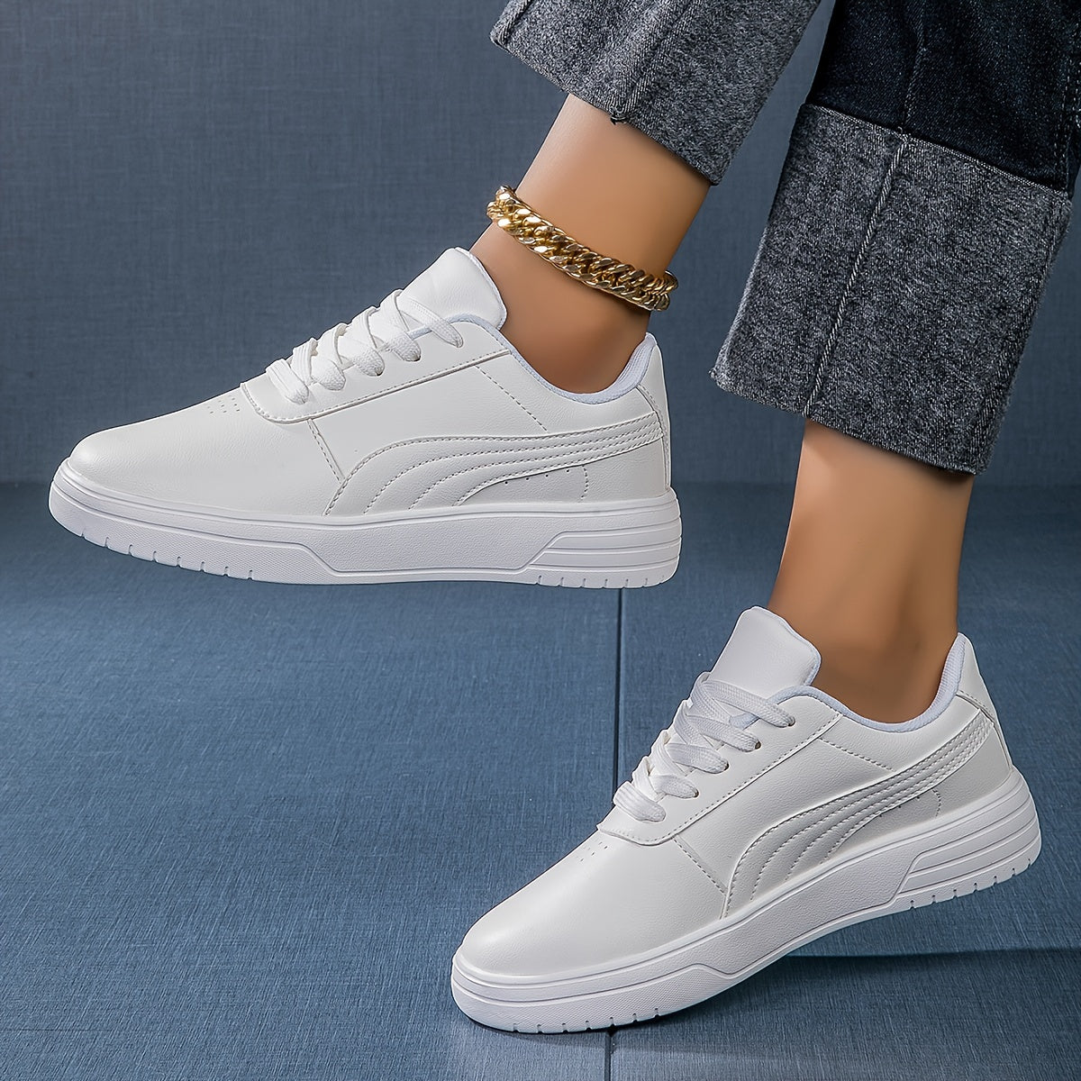 Solid Flat Sports Sneakers Slip resistant Sport Shoes For Leisure