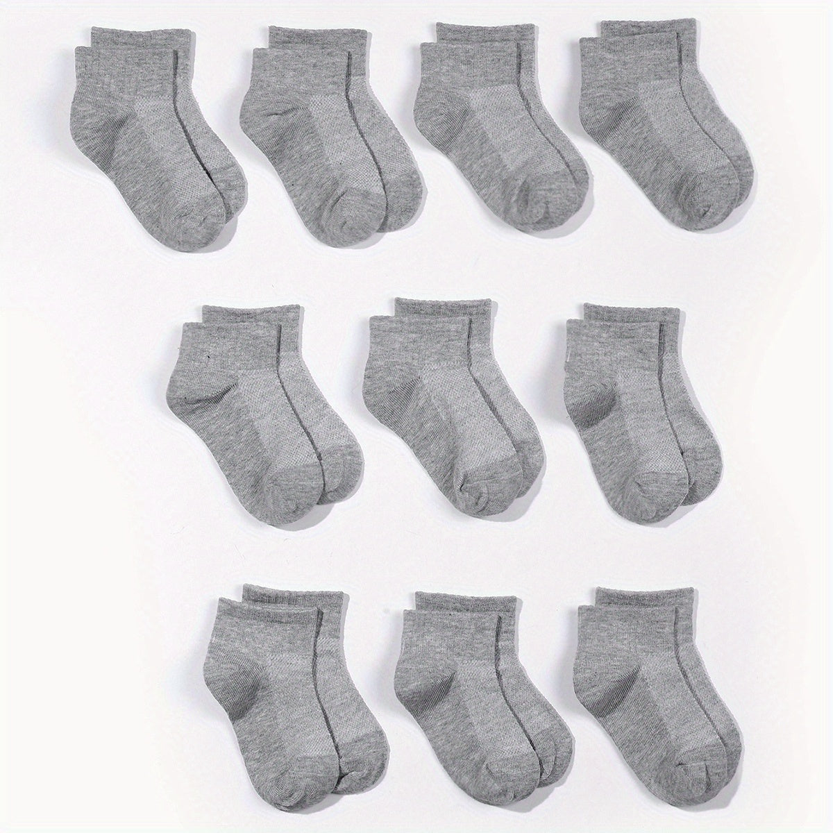 10 Pairs Unisex Gray Short Socks Low Cut Ankle Athletic for Boys and Girls