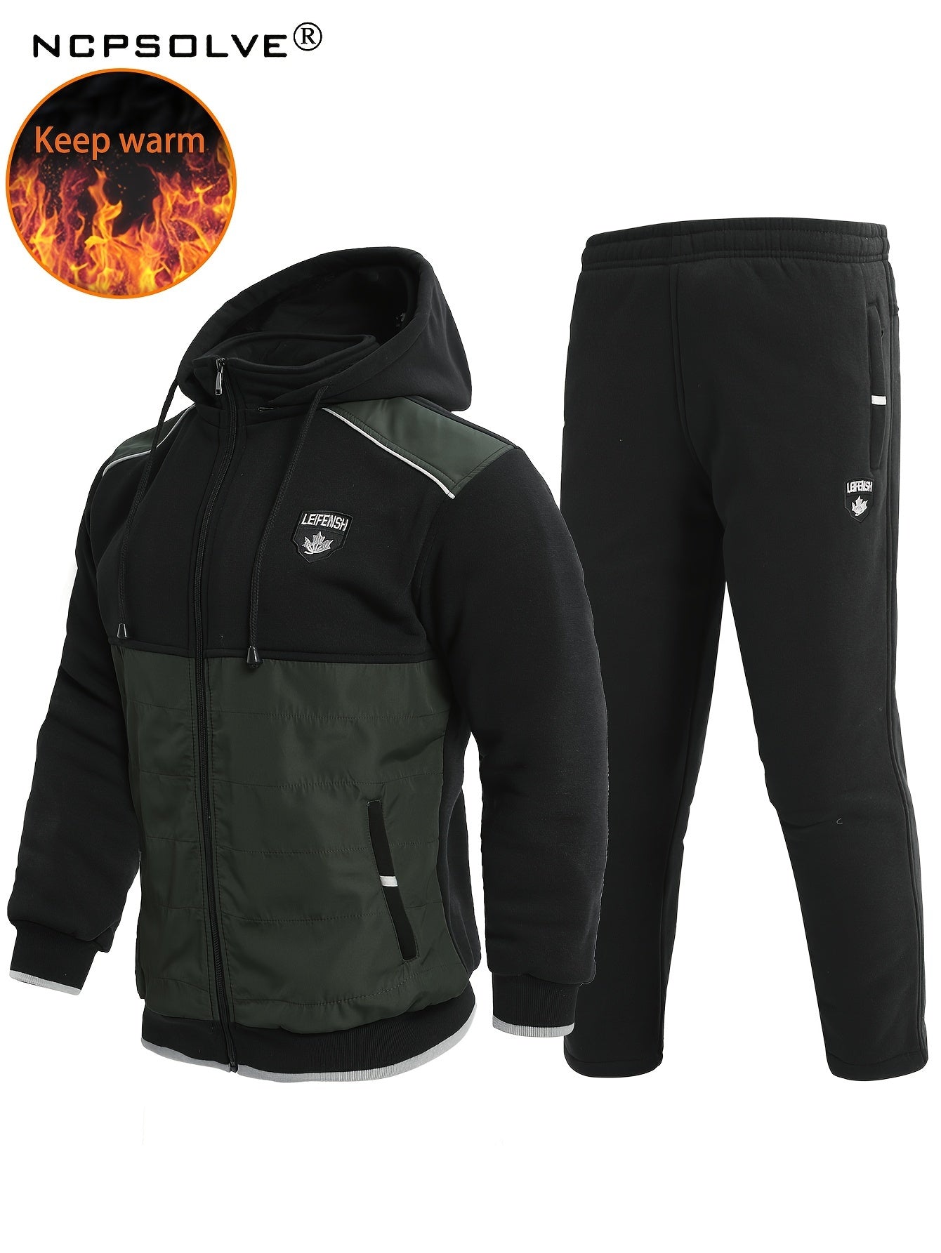 Men's 2 Piece Hooded Fleece Jacket & Sweatpants Set