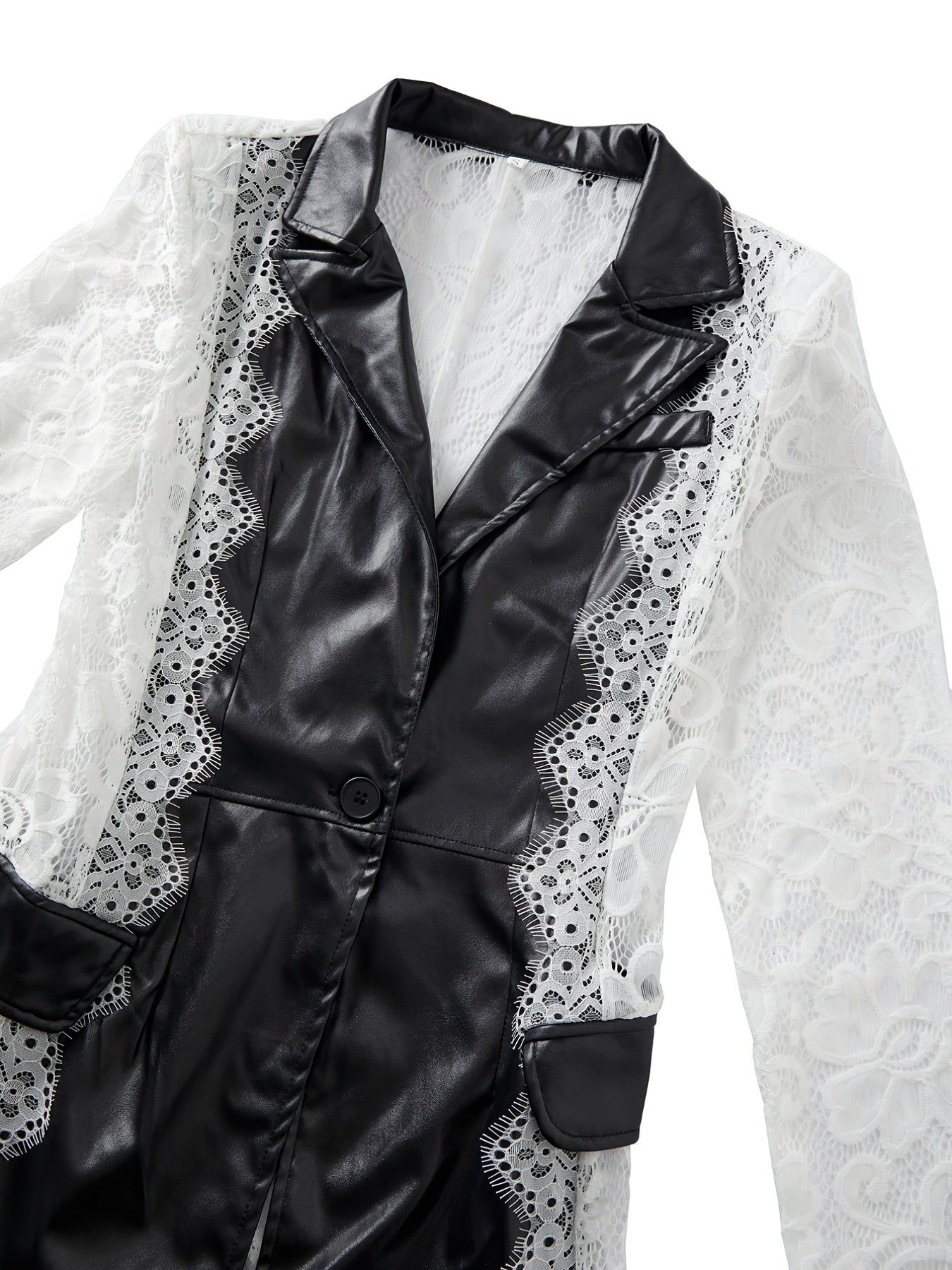 Lace Stitching Lapel Collar Blazer Jacket for Wedding & Party