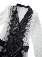 Lace Stitching Lapel Collar Blazer Jacket for Wedding & Party