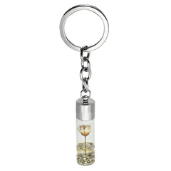Glass Wish Bottle Keychain Dried Flower Pendant Charms Key Ring