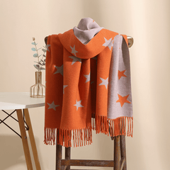 Two Star Fringe Trim Scarf