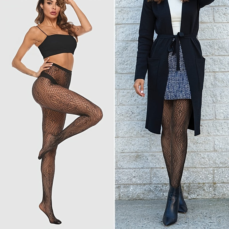 Jacquard Fishnet Tights High Waist Pantyhose Women's Stockings
