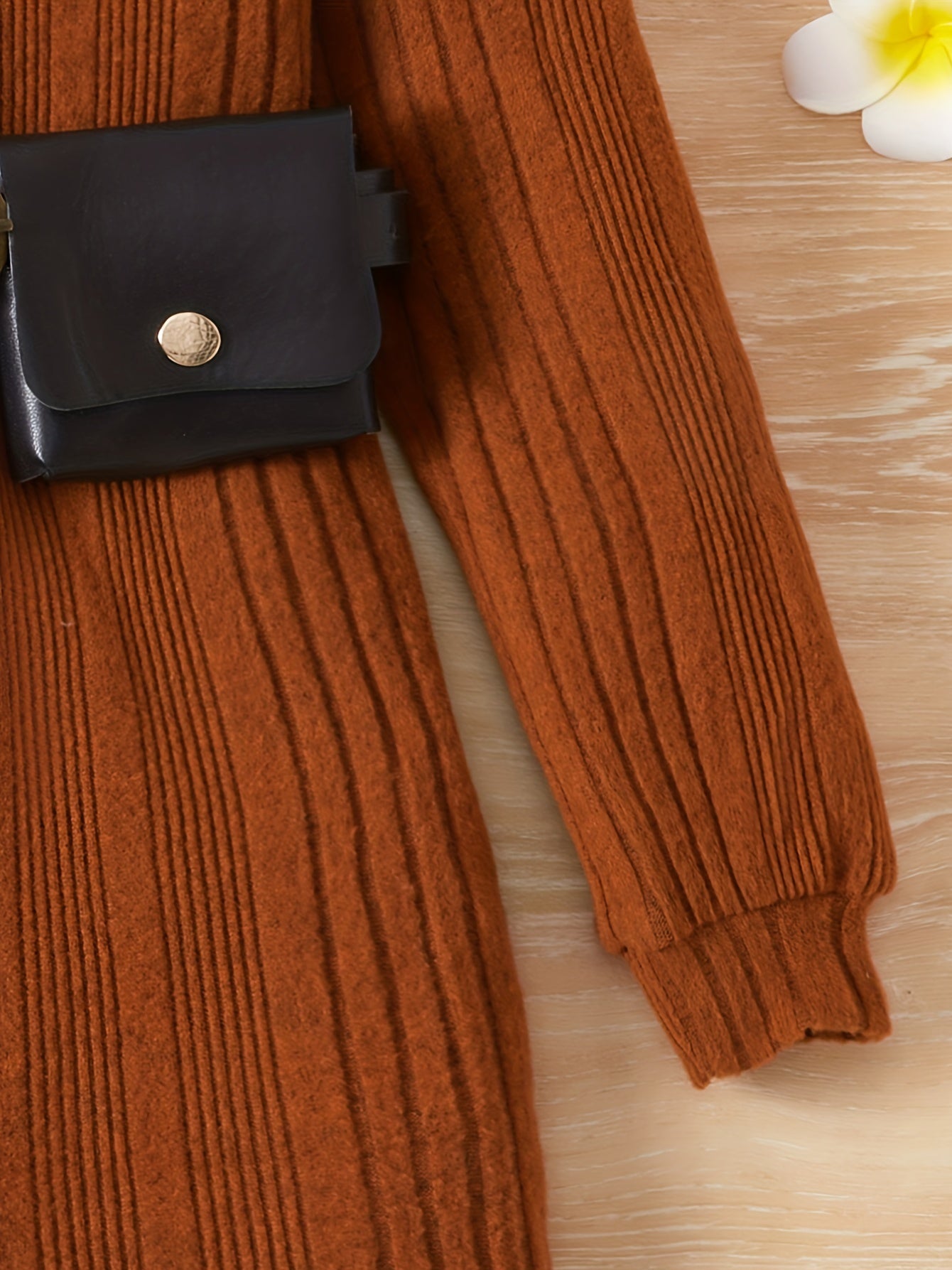 Girls Off Shoulder Long Sleeve Knitted Dress