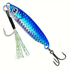 6pcs Fishing Jigs 3D Eyes Metal Spoons Long Casting Hard Bait Treble Hook