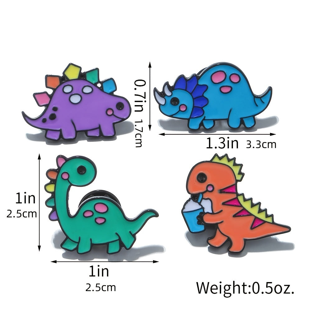 4pcs Girls Dinosaur Shaped Pins Colorful Creative Pins for Backpacks Clothing
