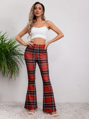 Plaid Stretch Flare Pants Fitness Yoga Bell Bottom Activewear