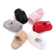 Furry Sandals Baby Girls Non-slip Walking Shoes Autumn Winter