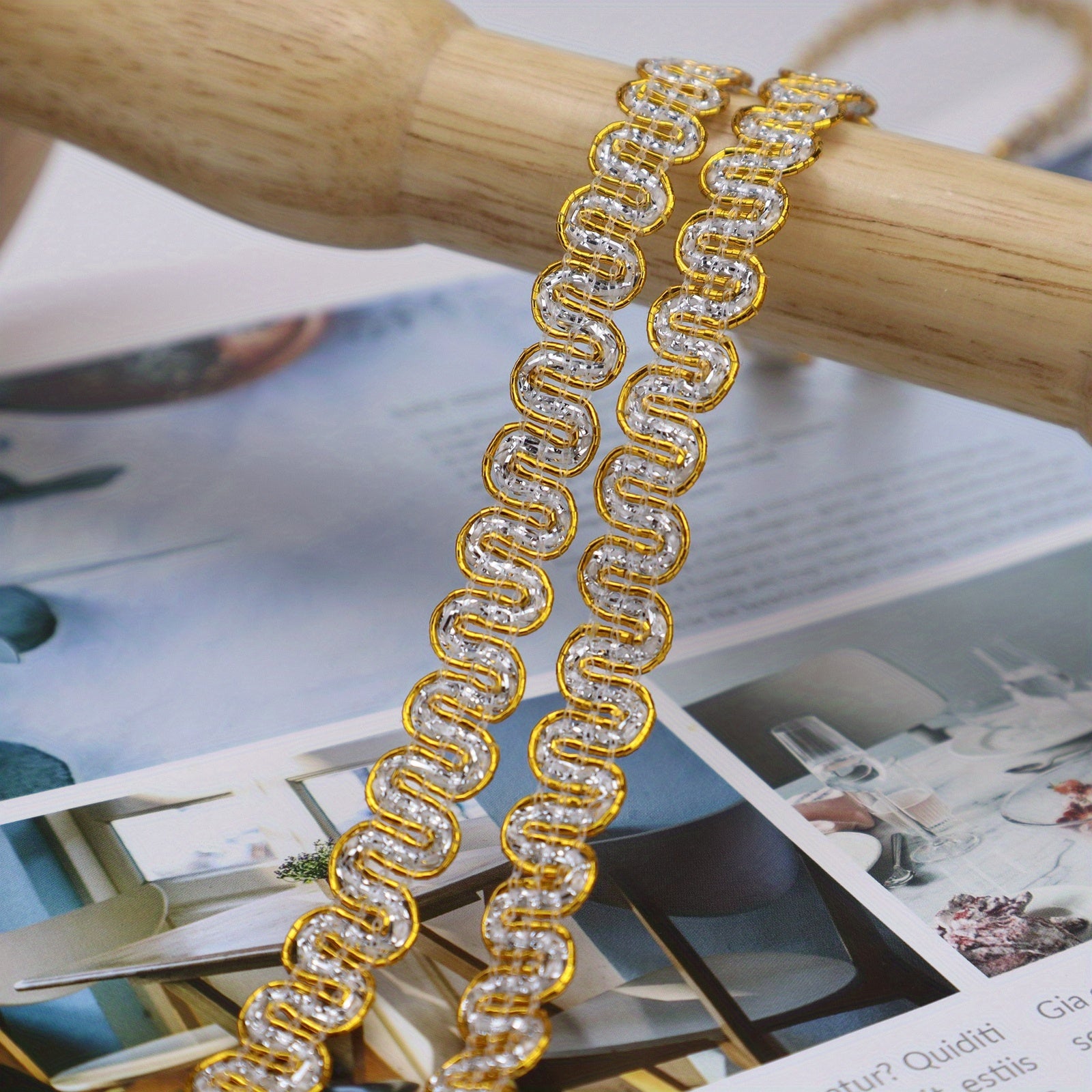 5yds Gold Silver Braid Lace Trim Metallic Ribbon DIY Crafts Sewing