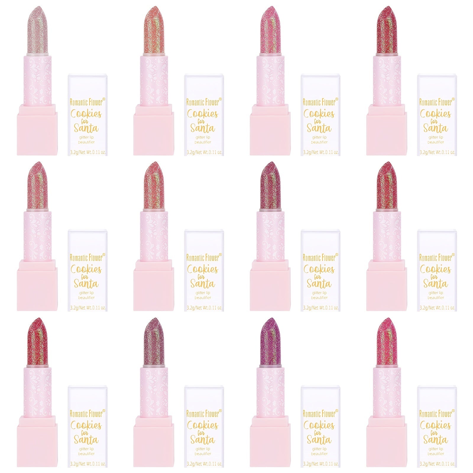 12-Piece Glitter Lipstick Set Hydrating Lip Gloss