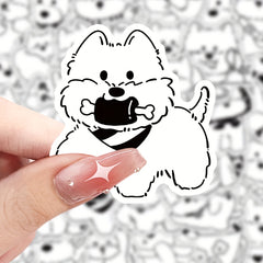 51pcs Anime Westie Stickers Vinyl Decals Monochrome Dog Art for Laptops