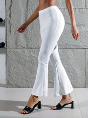 Ribbed Yoga Flared Leggings High Waist Wide Leg Pants