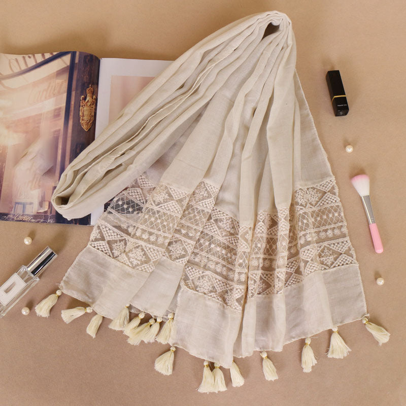 Lace Tassel Scarf for Women - Casual Cold Weather Scarves