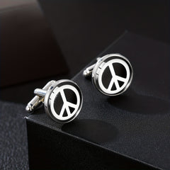 Time Gemstone Men's Cufflinks Peace Sign French Cufflinks