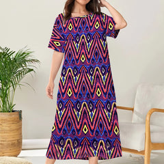 Casual Loungewear Dress Women's Plus Allover Print Short Sleeve