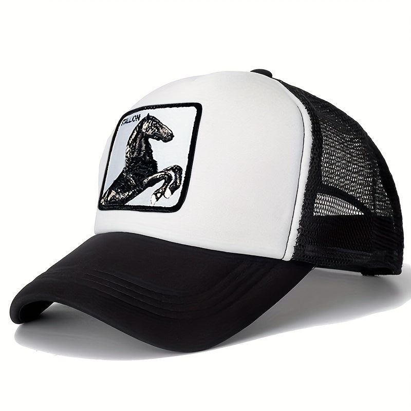 Animal Embroidered Mesh Cap for Men