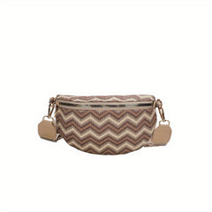 Rainbow Woven Straw Waist Bag Colorful Crossbody Bag