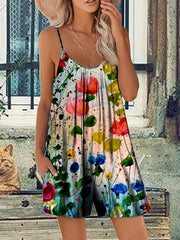 Floral Print Boho Jumpsuit Cami Romper