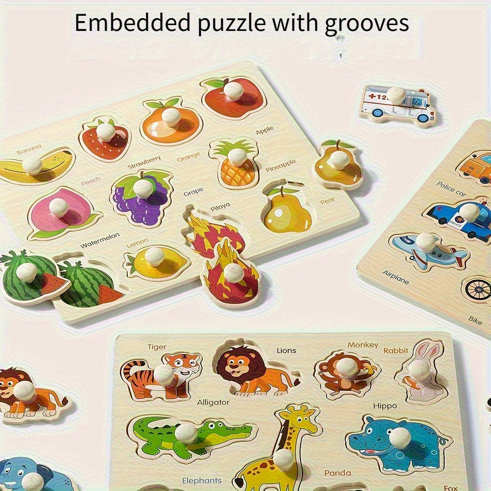 Wooden Shape Sorting Puzzle Board Animal & Object Matching Game