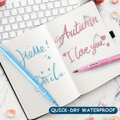 Dual Head Metallic Marker Pen Soft Brush & Fine Tip for Art Journaling