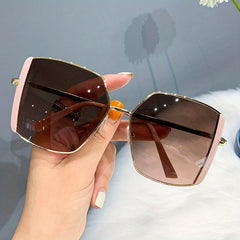 Oversized Gradient Lens Sunglasses Metal Frame UV400