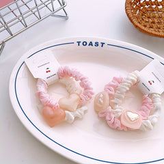 2pcs Bow Hair Ring & Sweet Hair Rope Ties Set