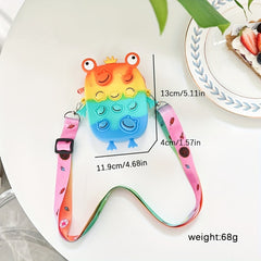 Frog Shape Rainbow Crossbody Bag Colorful Shoulder Straps Coin Purse Gift