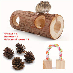 8pcs Hamster Tunnel Natural Wood Chew Toys Forest Hollow Tree Trunk