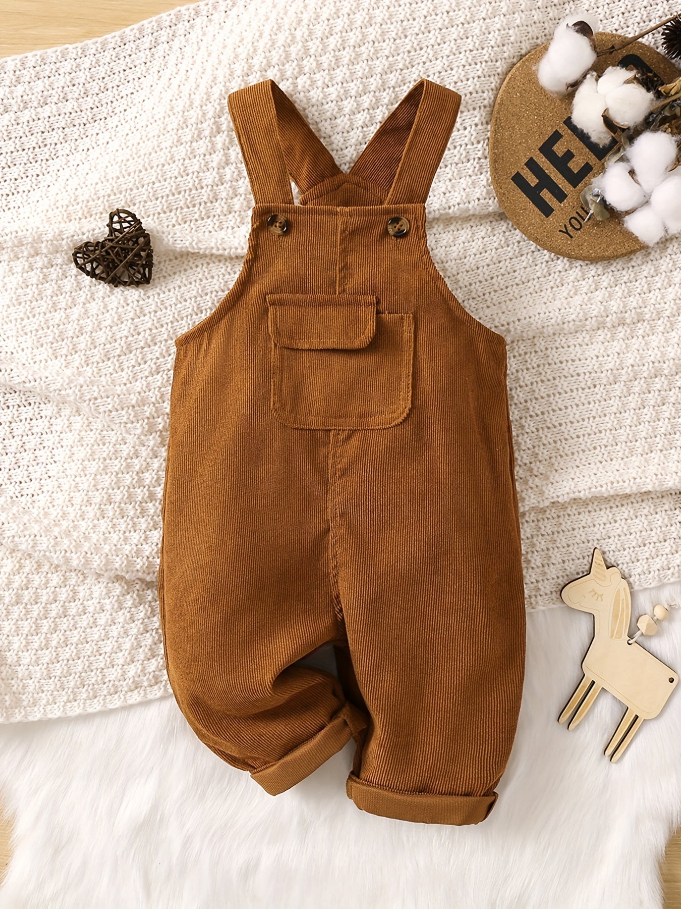 Girls Corduroy Solid Suspender Pants for Winter