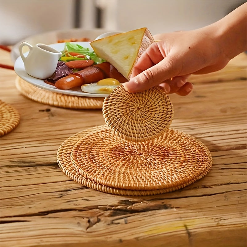Vietnamese Autumn Vine Rattan Coasters for Home Kitchen Decor
