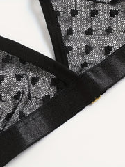 Heart Print Sheer Lingerie Set Sexy Plus