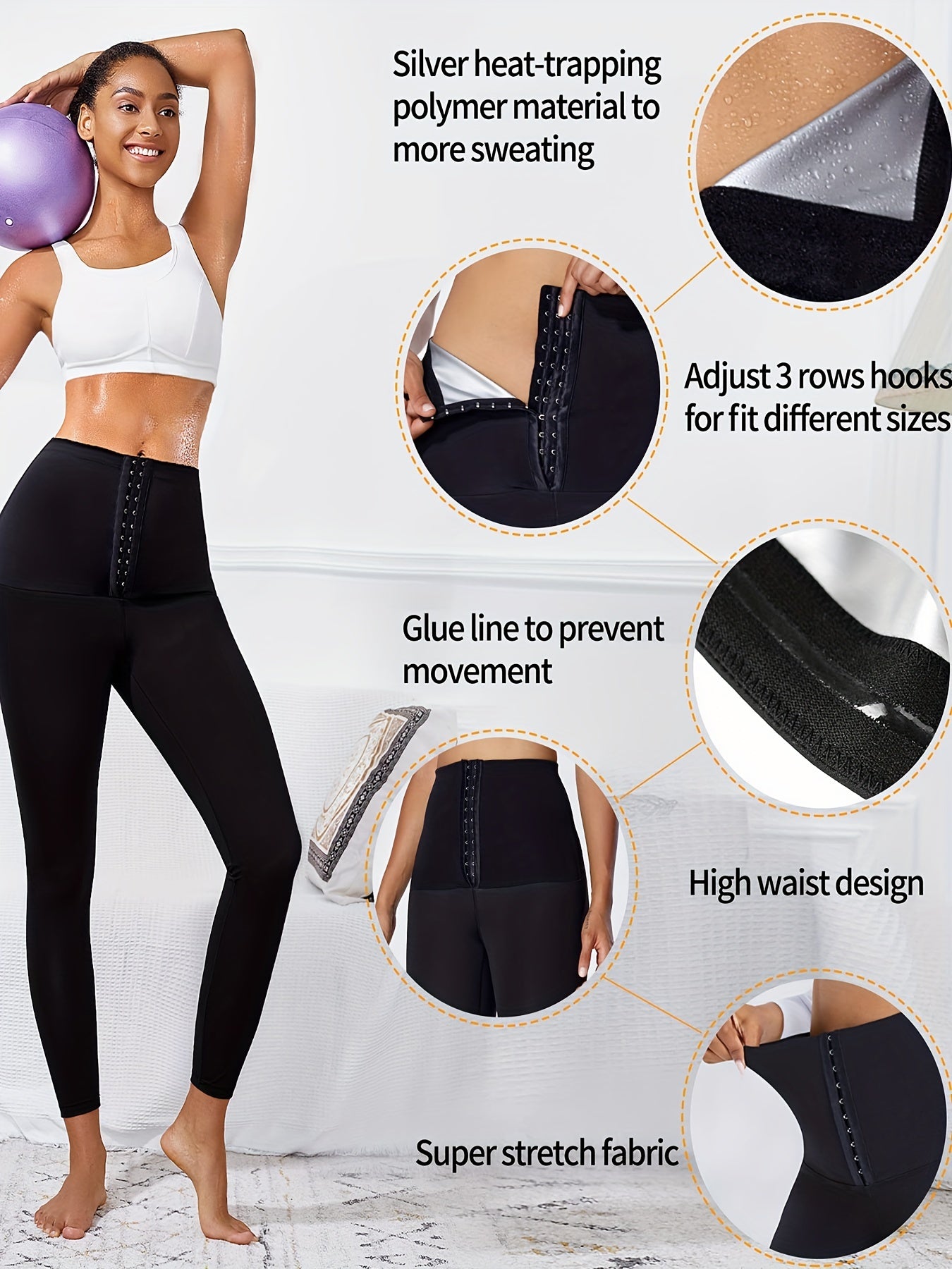 Sauna Body Shaper Leggings for Women with Tummy Control