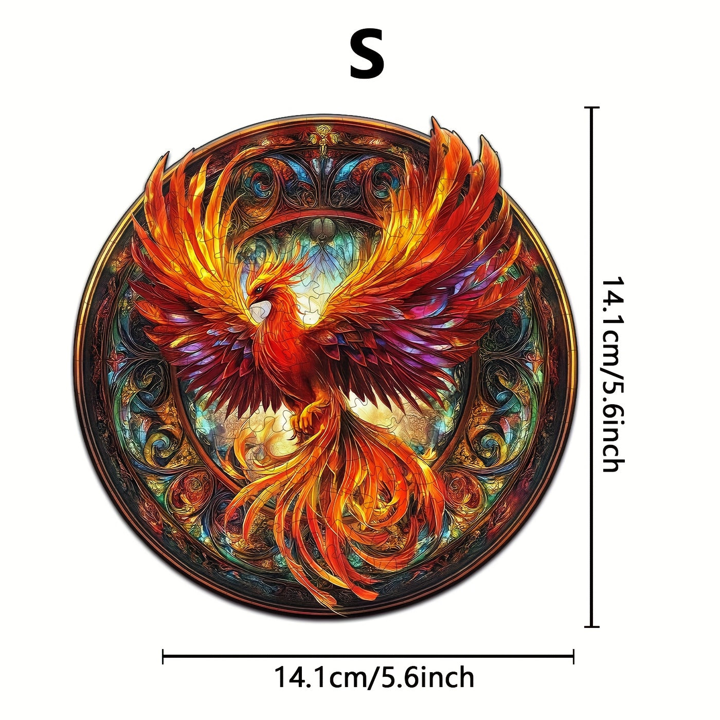 Mandala Style Wooden Puzzle Phoenix Animal Shapes Brain Teaser Decorative Box
