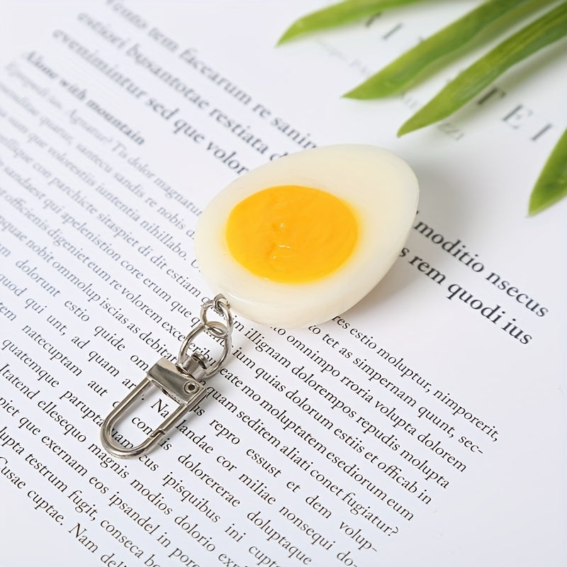 Boiled Egg Keychain Funny Food Pendant for Backpacks and Bags