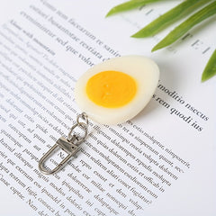 Boiled Egg Keychain Funny Food Pendant for Backpacks and Bags