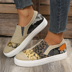 Colorblock Canvas Lace Up Flat Sneakers for Women