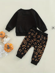 Pumpkin Graphic Pullover Top & Pants 2pcs Set