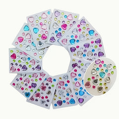 Mini Rhinestone Stickers Self Adhesive Mixed Shapes Hearts Stars Flowers