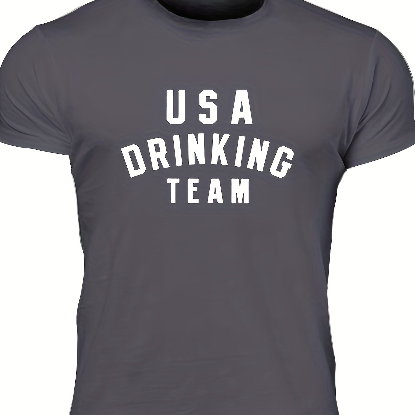 Drinking Team Men's Letter Print T-shirt Casual Stretch Tee