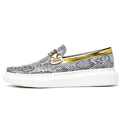Men's Snake Print Loafer Slip On Shoes