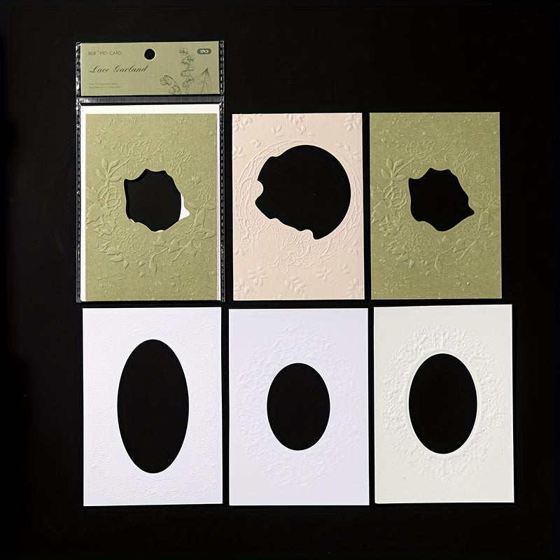 5pcs Letterpress Embossed Hollow Collage Card Time Exclusive Series