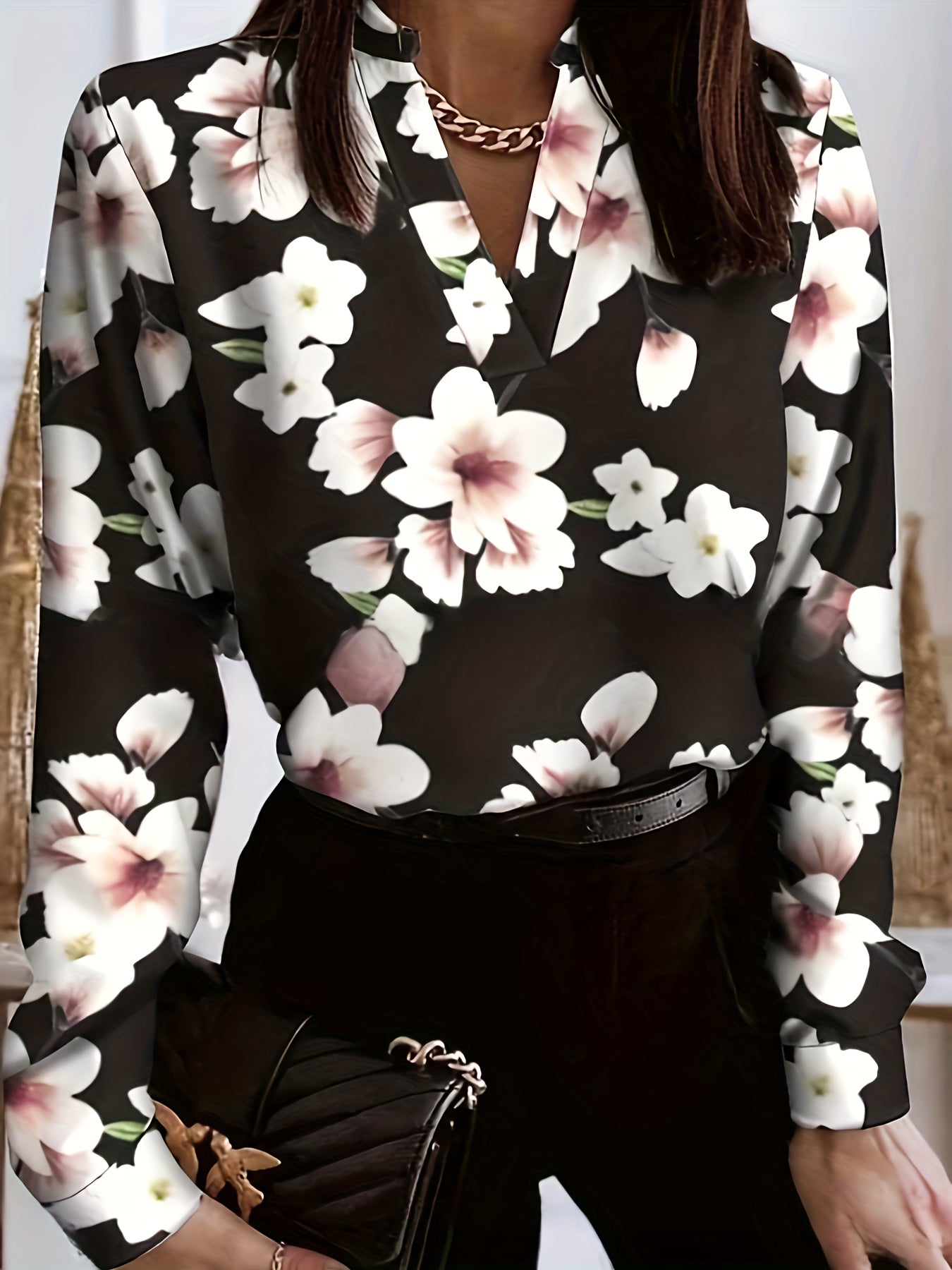Floral Print Long Sleeve Blouse
