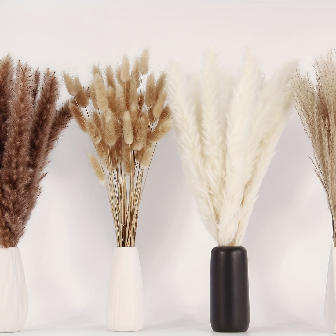 80pcs Dried Pampas Grass Decor with Bunny Tails
