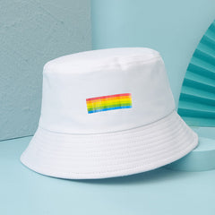 Rainbow Stripe Print Bucket Hat Sunshade Casual Fisherman Hat LGBT Pride