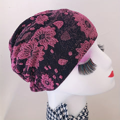 Glitter Flower Lace Turban Cap Beanie Elastic Head Wraps Bonnet Chemo Hats