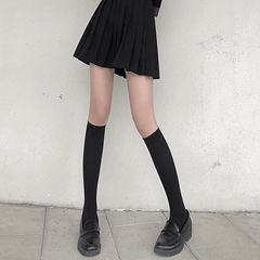 Solid Calf Socks College Style Knee High Stockings Women's Hosiery