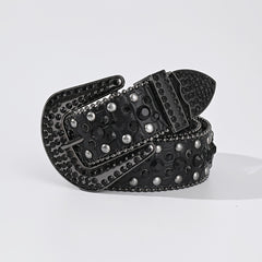 Men's Women's Rhinestone Belt Western Cowgirl Studded Leather Belt