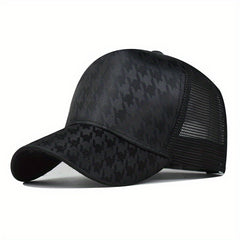 Houndstooth Baseball Cap Mesh Trucker Hat